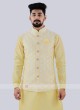 Attractive Light Yellow Color Nehru Jacket Suit